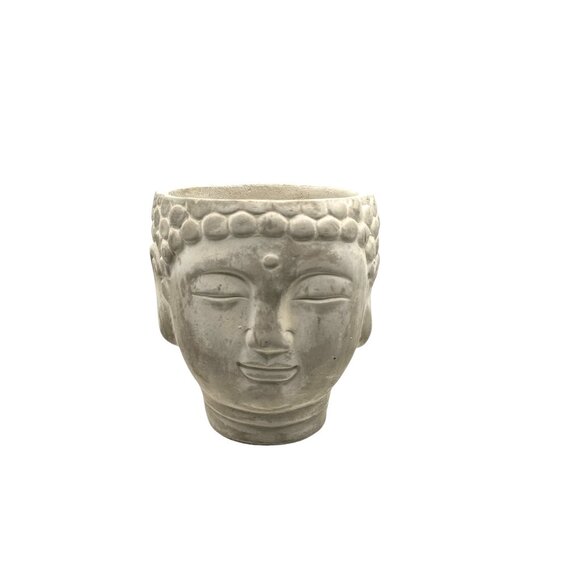 Buddha Head Planter Pot In Concrete Gray Finish For Indoor & Outdoor Use - Picture 1 of 7